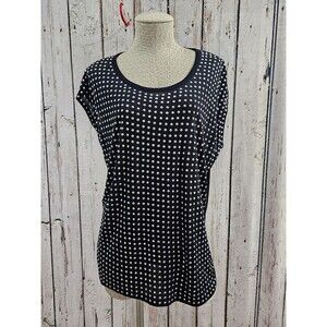 LM Women's L‎ Michael Kors Studded Front Sheer Back Rayon Tee Shirt blouse Top